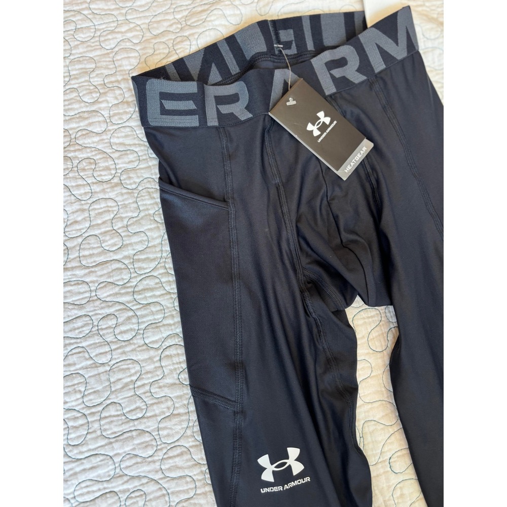 Under Armour Mens HeatGear 3/4 Compression Leggings Black Training Medium - Picture 3 of 5